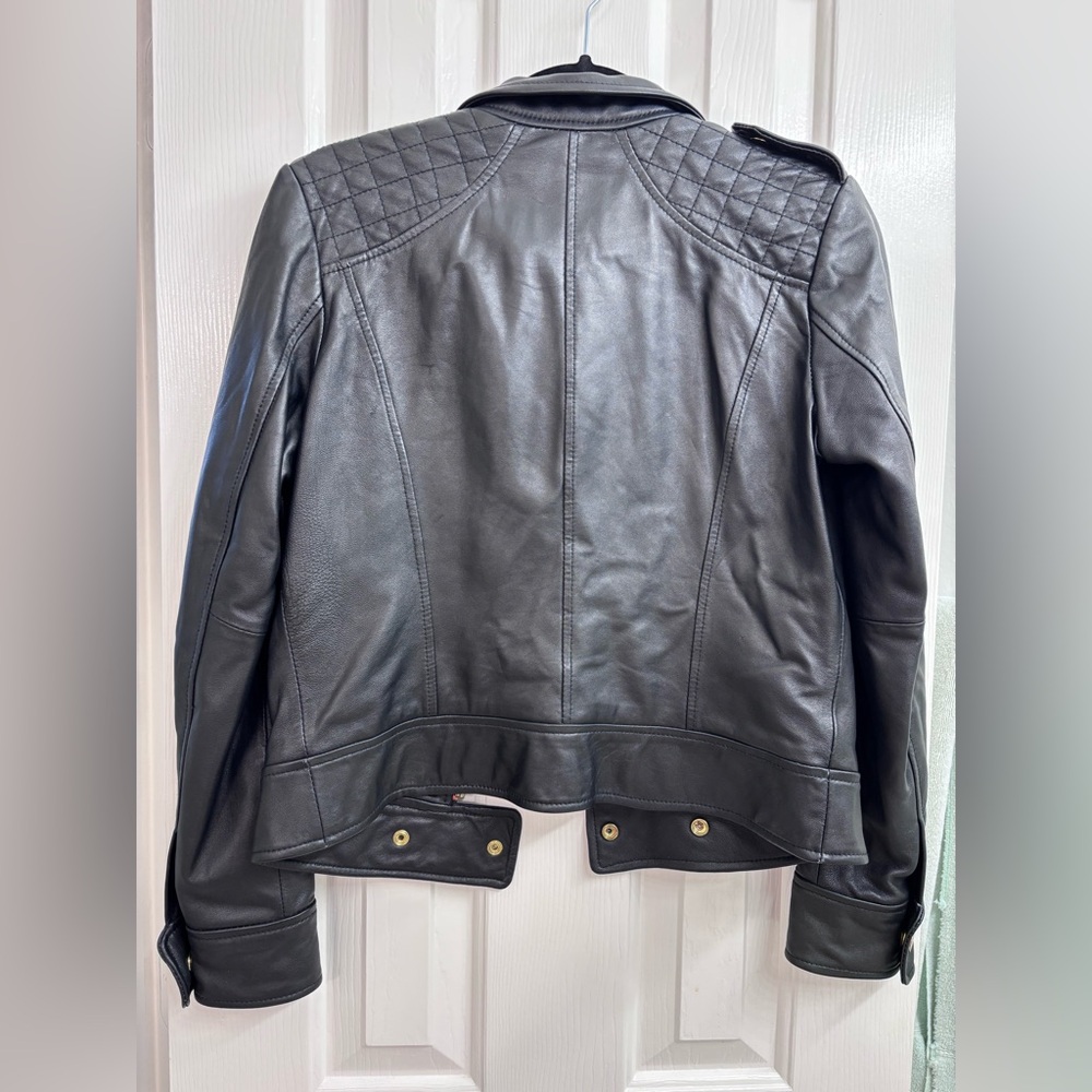 MODA International Genuine Leather Jacket Y2K Fitted Moto‎ in Black - SIZE XS - Picture 16 of 16